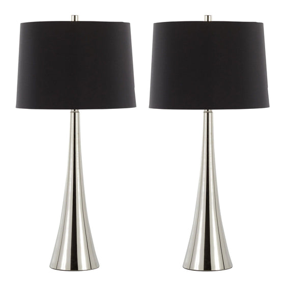 Geome - 27" Metal Table Lamp - Polished Nickel With White Linen Shade From Grandview Gallery (Set of 2)