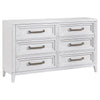 Marielle - 6-Drawer Bedroom Dresser - Distressed White