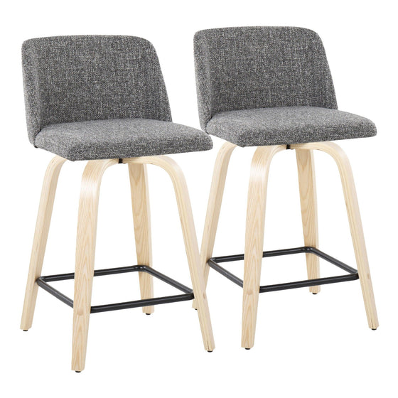 Toriano - 24" Fixed-Height Counter Stool (Set of 2) - Natural & Black Square Base