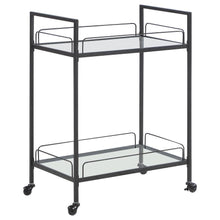  Curltis - 2-Tier Rectangular Glass Shelf Metal Bar Cart - Black