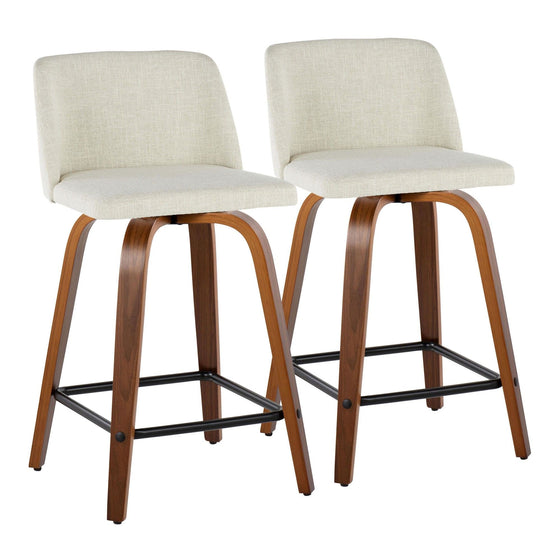 Toriano - 24" Fixed-Height Counter Stool (Set of 2) - Walnut & Black Base