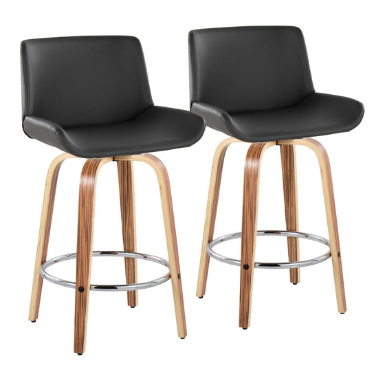 Santi - 25" Fixed-Height Counter Stool With Swivel - Zebra Wood (Set of 2)