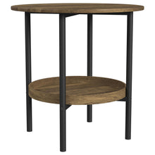  Delfin - Round Glass Top Side End Table - Black And Brown