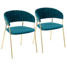  Tania - Glam Chair - Gold Metal With Teal Velvet (Set of 2)