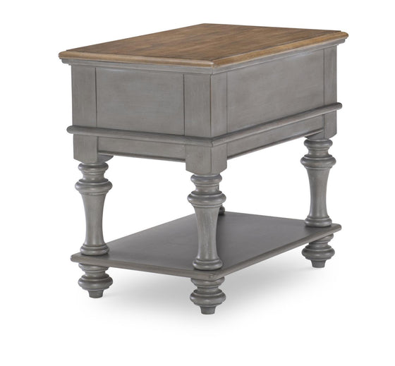 Kingston - Rectangle Chairside Table - Sandalwood Brown / Tweed Gray