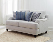  Glenn - Upholstered English Arm Loveseat - Light Gray And Blue