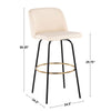 Toriano - 30" Fixed-height Barstool (Set of 2) - Cream Fabric