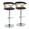 Gardenia - Adjustable Barstool (Set of 2) - Chrome Base & brown Backrest