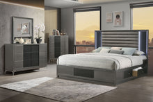  Nocturne - 6/6 Eastern King 4 Piece Bedroom Set (Bed, Dresser, Mirror, Chest) - Gray