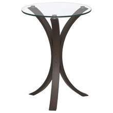  Edgar - Round Glass Top Accent Side Table - Cappuccino