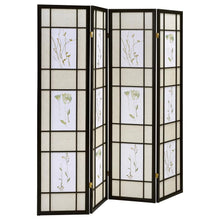  Catabella - 4-Panel Room Divider Folding Shoji Screen Floral - Black