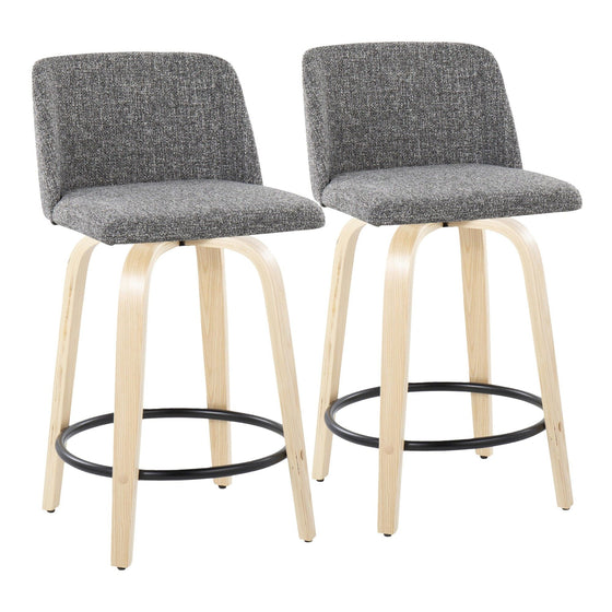 Toriano - 24" Fixed-Height Counter Stool (Set of 2) - Natural & Black Round Base