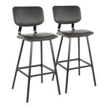  Foundry - Barstool - Black Metal And Gray Faux Leather With Gray Zig Zag Stitching (Set of 2)