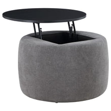  Tesoro - Round Upholstered Lift Top Storage Ottoman - Gray