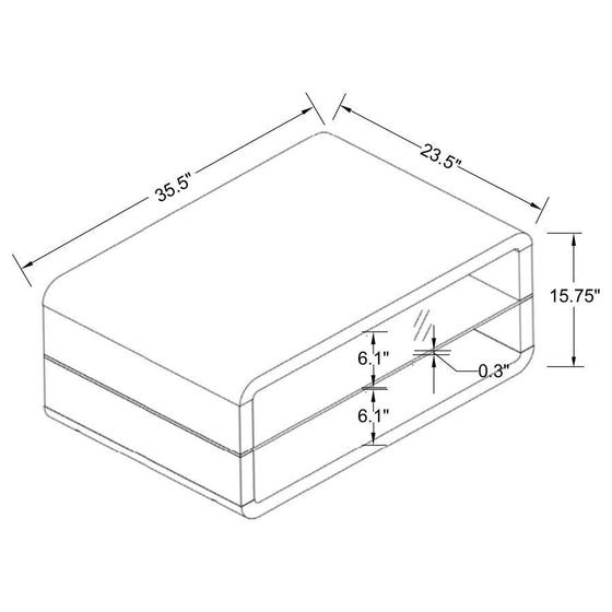 Elana - 1-Shelf Rectangular Coffee Table - White High Gloss