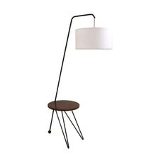  Stork - Floor Lamp - Walnut Table Accent And White Shade