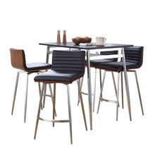  Marcel - Mason Swivel Counter Height Dining Set - Chrome Metal With Black Wood Tabletop And Stainless Steel