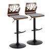 Folia - Adjustable Barstool (Set of 2) - Walnut Backrest & Black Base