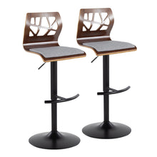  Folia - Adjustable Barstool (Set of 2) - Walnut Backrest & Black Base