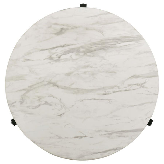 Tandi - Round Faux Marble Coffee Table - White And Black