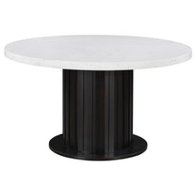  Sherry - Round Marble Top Dining Table - Rustic Espresso