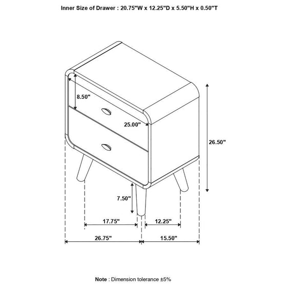 Robyn - 2-Drawer Nightstand - Dark Walnut