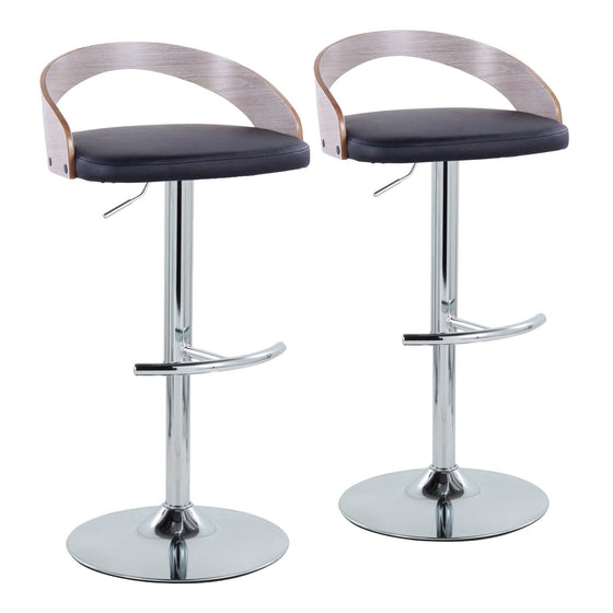 Grotto - Adjustable Barstool (Set of 2) - Black And Gray Light