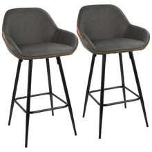  Clubhouse - 26" Counter Stool With Black Frame And Gray Vintage - Faux Leather (Set of 2)