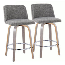  Toriano - 26" Fixed-Height Counter Stool (Set of 2) - Gray & Chrome Round Base