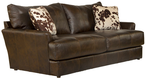 Pavia - Top Grain Italian Leather Sofa With Cuddler Cushions - Cocoa