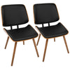 Lombardi - Dining / Accent Chair - Walnut Wood With Black Faux Leather (Set of 2)