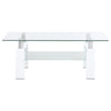 Dyer - 1-Shelf Rectangular Glass Top Coffee Table - White