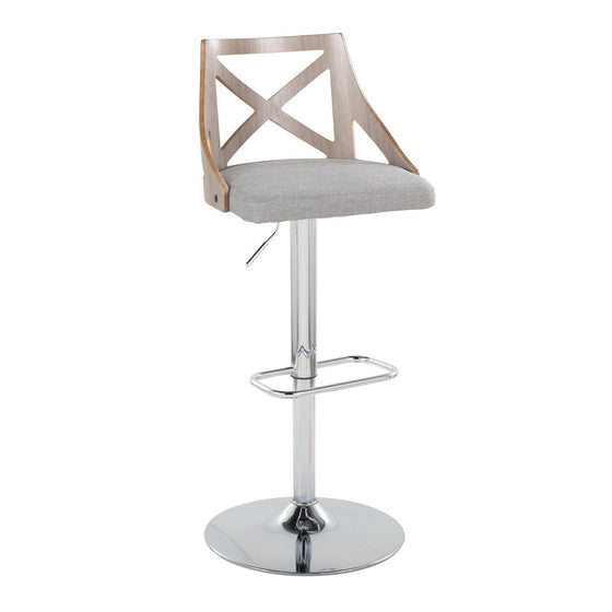 Charlotte - Adjustable Barstool (Set of 2) - Light Gray Back, Chrome Base