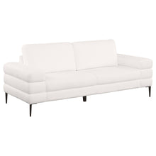  Jessel - Chenille Upholstered Track Arm Sofa - Ivory