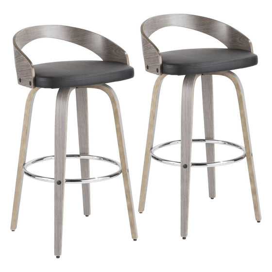 Grotto - 30" Fixed-height Barstool (Set of 2) - Dark Gray And Gray