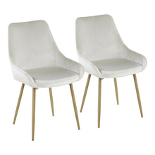  Diana - Chair - Satin Brass Metal And Cream Velvet (Set of 2)