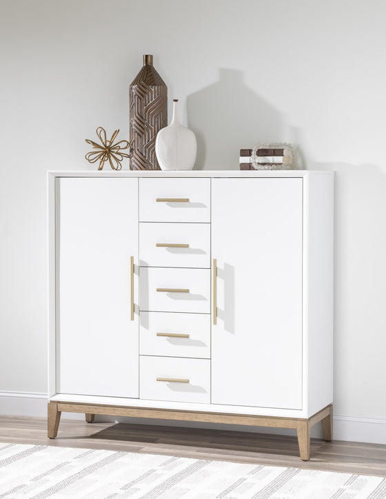 Melrose - Door Chest - Cloud White And Desert Oak