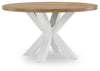 Hidden Canyon - Complete Round Dining Table - Dark Oak / Natural White