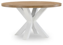  Hidden Canyon - Complete Round Dining Table - Dark Oak / Natural White