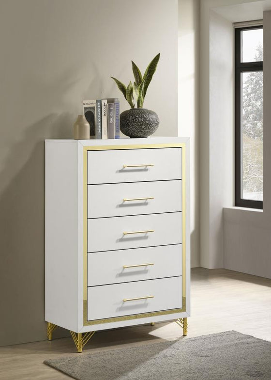 Lucia - 5-Drawer Bedroom Chest - White