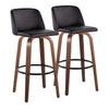 Toriano - 30" Faux Leather Fixed-Height Barstool (Set of 2) - Walnut & Chrome Base