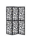 Nailan - 3-Panel Room Divider Folding Screen Open Mosaic - Black