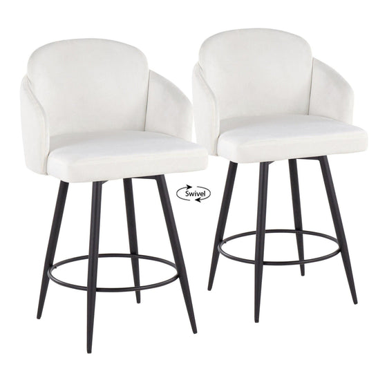 Dahlia - 26" Fixed-height Counter Stool (Set of 2) - White And Cream