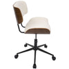 Fabrizzi - Office Chair - Black Metal, Walnut Wood, And Gray Fabric