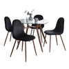 Clara - Pebble Dining Set - Walnut Metal, Clear Glass Tabletop And Gray Velvet Seat (Set of 5)