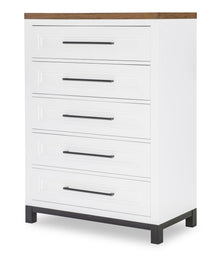  Dutton - Five Drawer Chest - Natural White