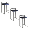 Fuji - Stackable Counter Stool With Cushion - Black Metal