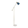 Leslie - 63" Art Deco Metal Floor Lamp - White Marble And Gold Metal With White Linen Shade