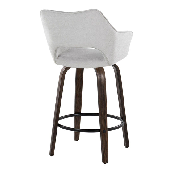 Mustang - 30" Fixed-Height Barstool With Swivel - Walnut Wood (Set of 2)