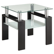  Dyer - 1-Shelf Square Glass Top Side End Table - Black